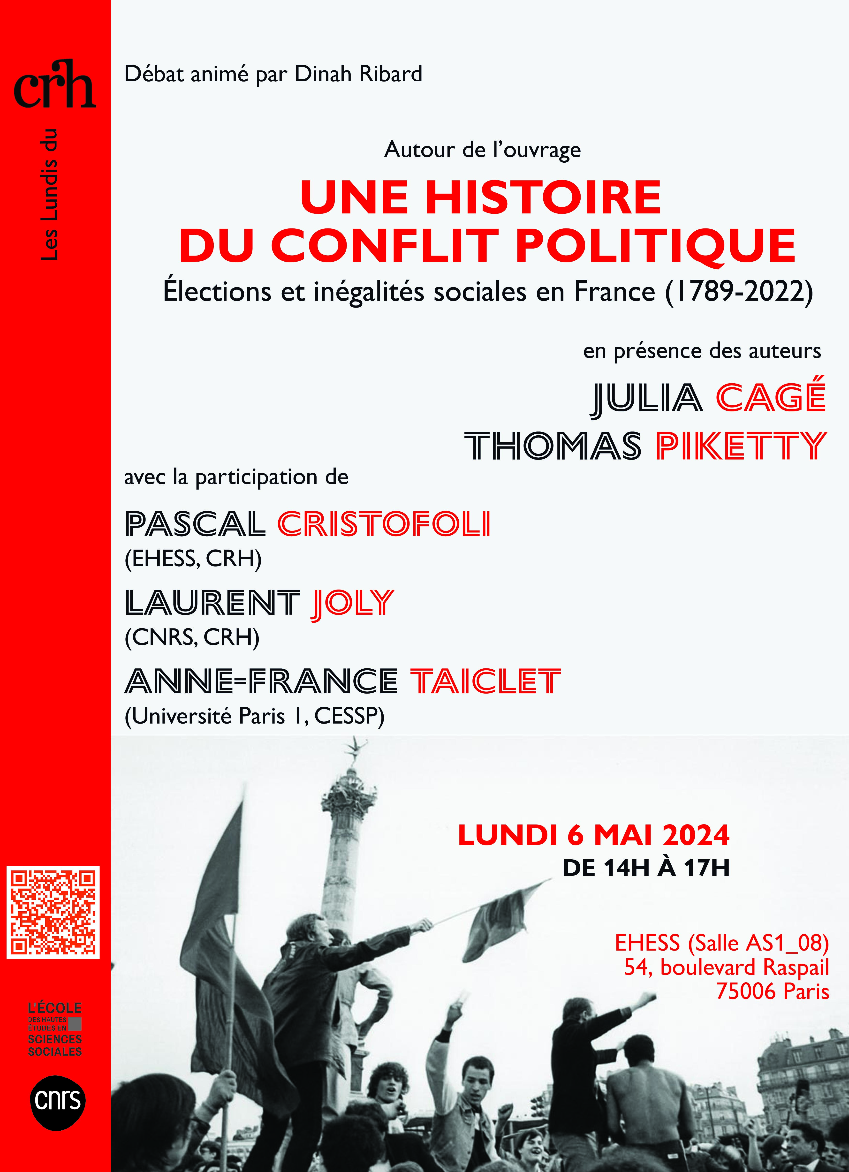 Autour de l'ouvrage de Julia Cagé et Thomas Piketty, Une histoire du conflit politique Elections et inégalités sociales en France, 1789-2022